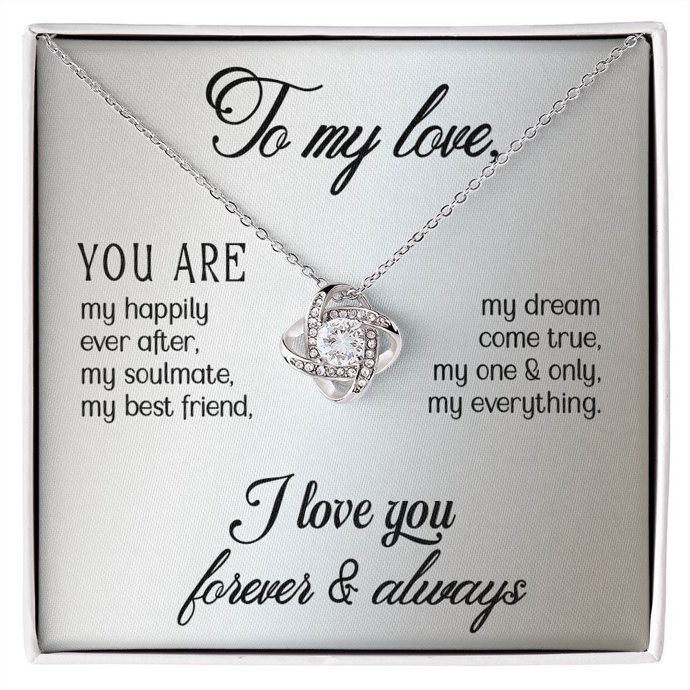 My Love Infinity Knot CZ Necklace Silver Tone Standard Box